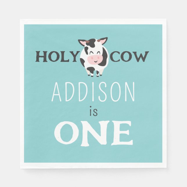 Holy Cow 1st Birthday Farm Animal Party  Napkin (Front)