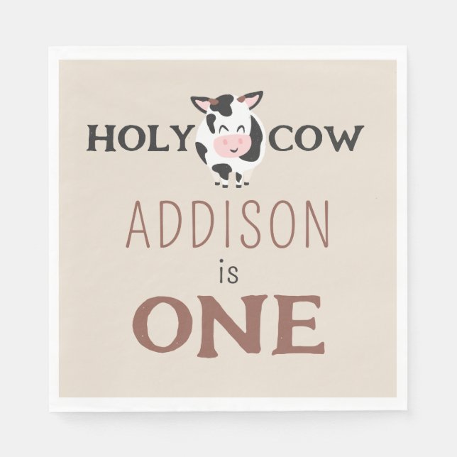 Holy Cow 1st Birthday Farm Animal Party  Napkin (Front)