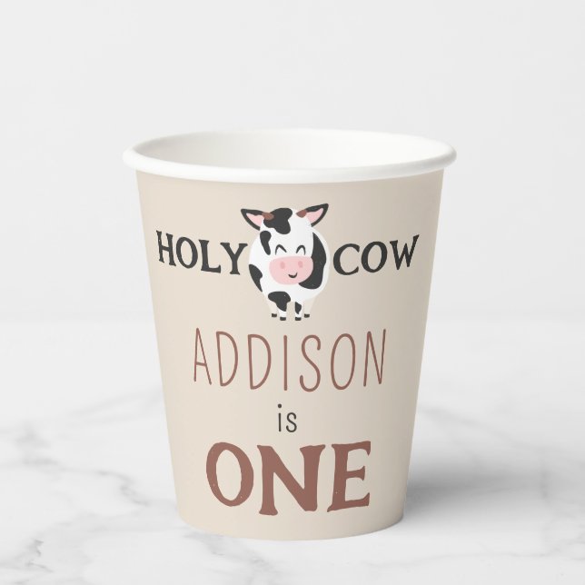 Holy Cow 1st Birthday Farm Animal Party Paper Cups (Front)