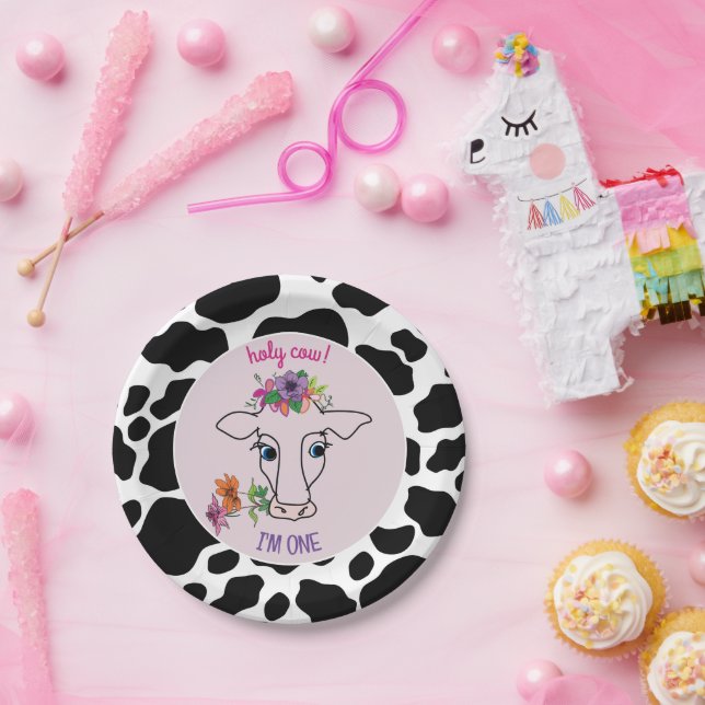 Holy Cow 1st Birthday Paper Plate (Party)