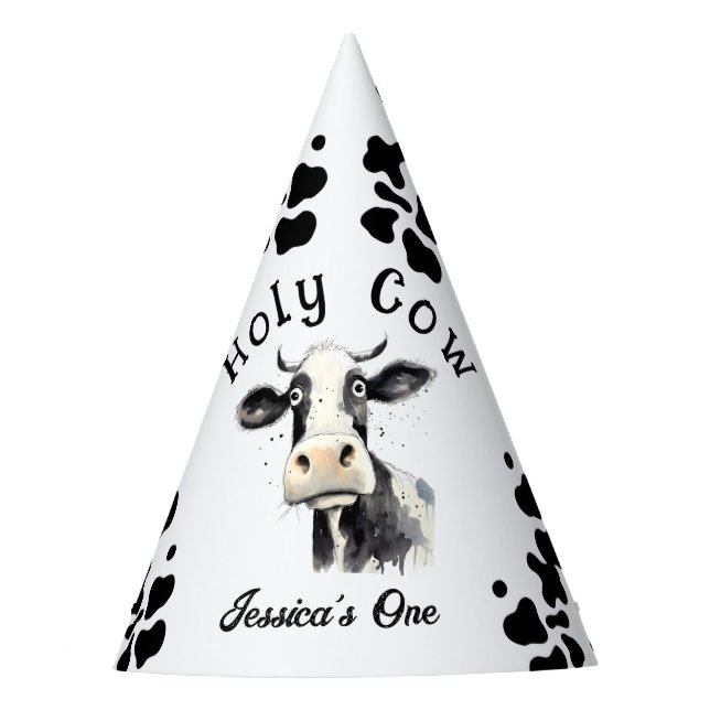 Holy Cow 1st Birthday  Party Hat (Front)