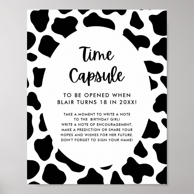 Holy Cow 1st Birthday Time Capsule Sign (Front)