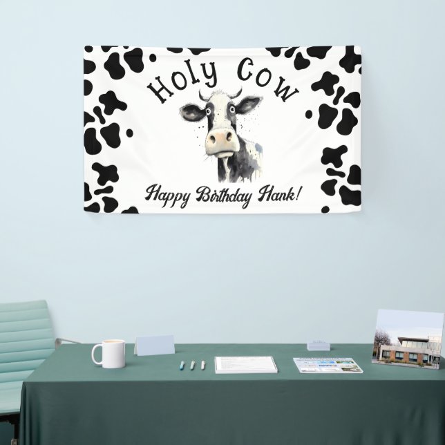 Holy Cow 1st Birthday Watercolor Banner (Tradeshow)