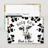 Holy Cow 1st Birthday Watercolor