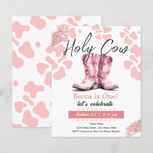 Holy Cow 1st Cowgirl Boots Birthday Girl