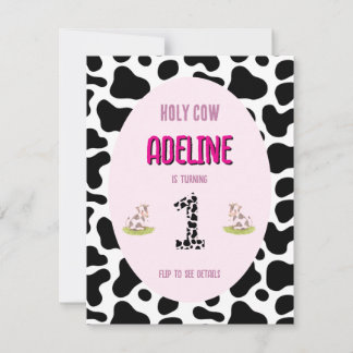 Holy cow 1st party invitation