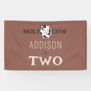 Holy Cow 2nd Birthday Farm Animal Party Banner