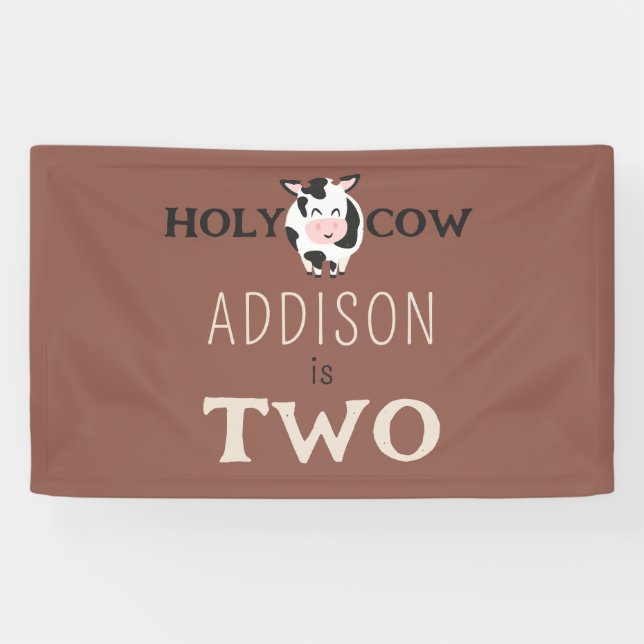 Holy Cow 2nd Birthday Farm Animal Party Banner (Horizontal)