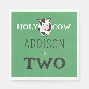 Holy Cow 2nd Birthday Farm Animal Party Napkin