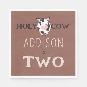 Holy Cow 2nd Birthday Farm Animal Party Napkin
