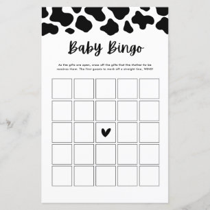 Holy Cow Baby Shower Baby Bingo Game Cards