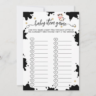 Holy Cow Baby Shower Baby Item Game Card