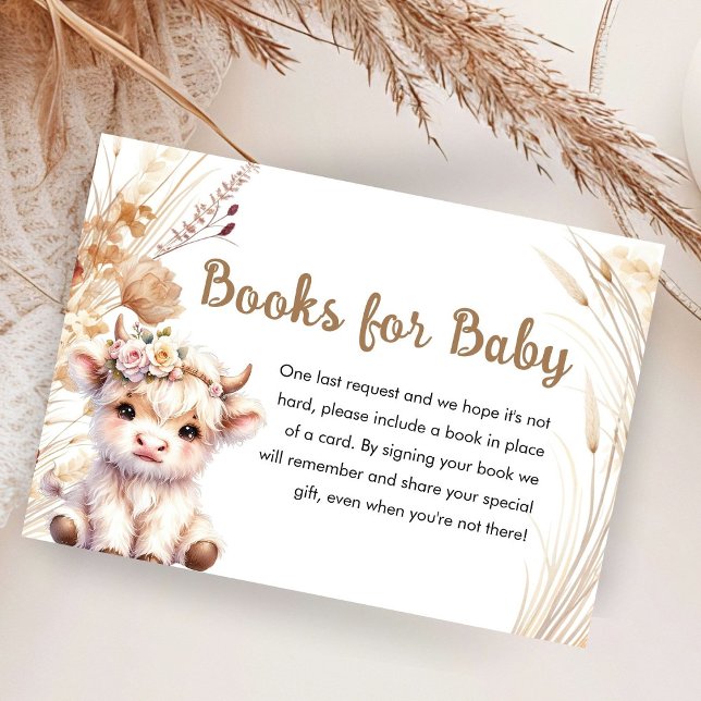 Holy Cow Baby Shower Boho Floral Books For Baby Enclosure Card (Creator Uploaded)