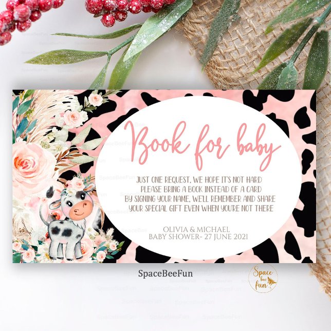 Holy Cow Baby Shower book for baby Request Enclosu Enclosure Card (Holy Cow Baby Shower,Girl Boho,book for baby Request,Enclosure Card,Baby Shower ,Boho Baby Shower,Cu)
