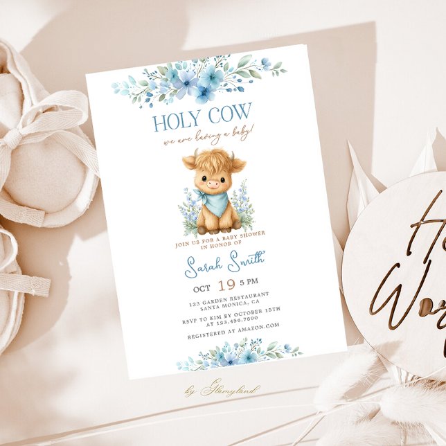 Holy Cow Baby Shower Boy Invitation (Creator Uploaded)