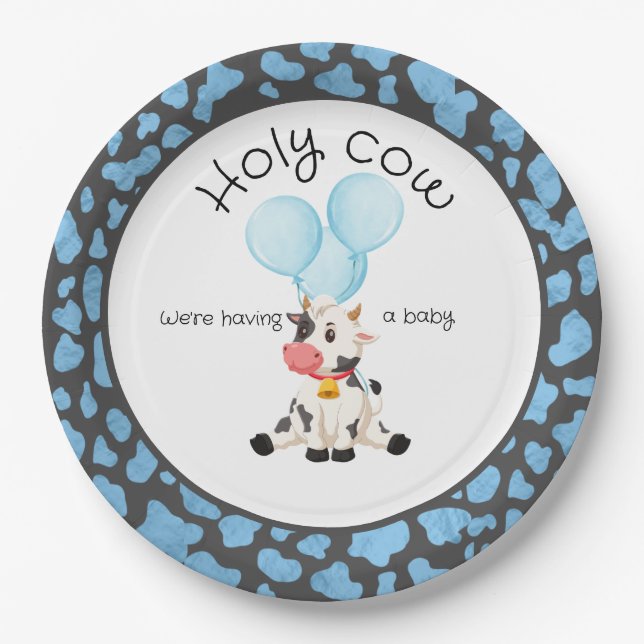Holy Cow Baby Shower Invitation Paper Plate (Front)
