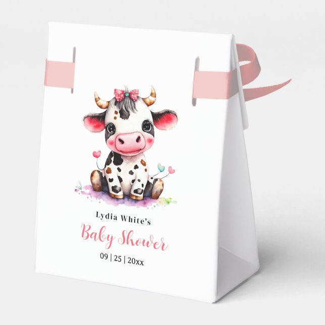 Holy Cow Baby Shower, Minimalist girl baby shower Favour Box (Back Side)