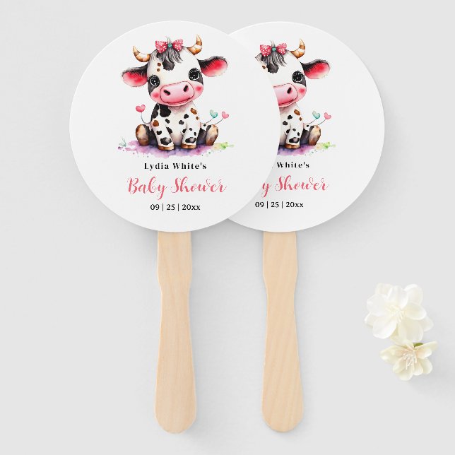 Holy Cow Baby Shower Minimalist girl baby shower Hand Fan (Front and Back)