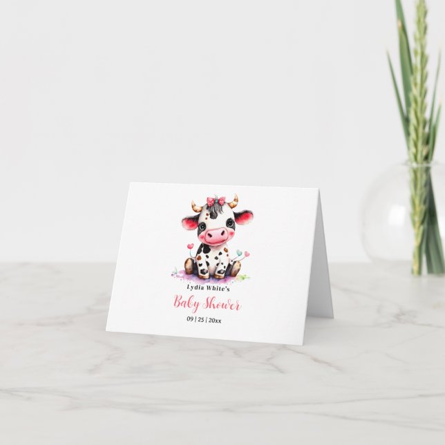 Holy Cow Baby Shower Minimalist girl baby shower Thank You Card (Front)