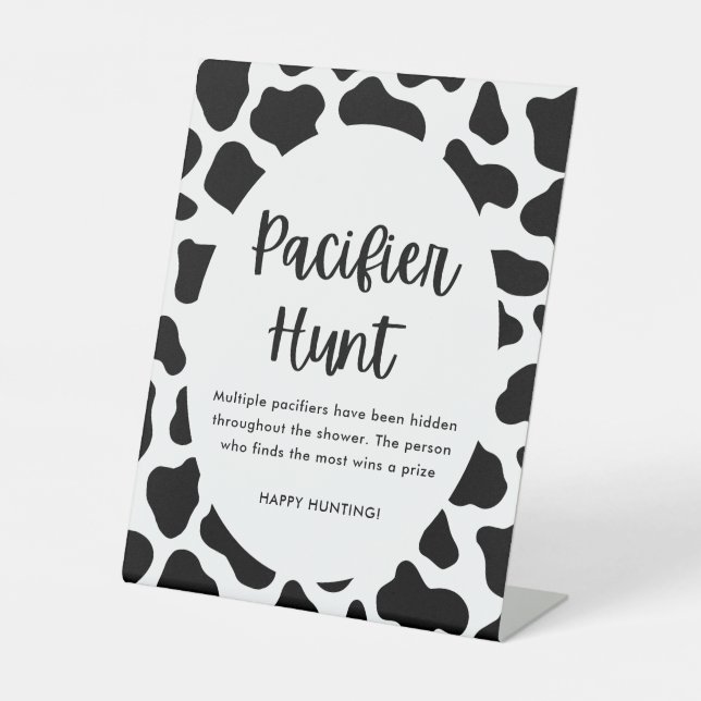 Holy Cow Baby Shower Pacifier Hunt Game Sign (Front)
