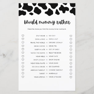 Holy Cow Baby Shower Would Mummy Rather Game