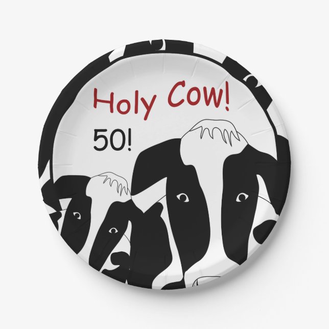 Holy Cow Birthday Paper Plates (Front)