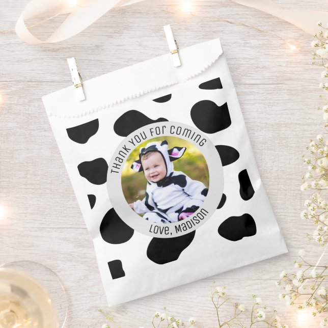 Holy Cow Birthday Thank You For Coming Cow Print Favour Bags (Clipped)