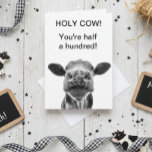 Holy Cow Birthday You're half a Hundred 50th  Card<br><div class="desc">This design may be personalised by choosing the Edit Design option. You may also transfer onto other items. Contact me at colorflowcreations@gmail.com or use the chat option at the top of the page if you wish to have this design on another product or need assistance. See more of my designs...</div>