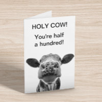 Holy Cow Birthday You're half a Hundred 50th 