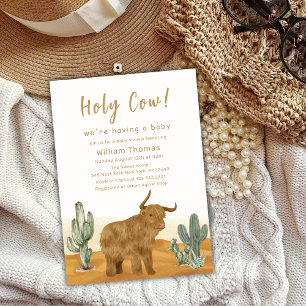 Holy Cow Boho Cactus Desert Baby Shower  Invitation
