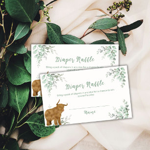 Holy Cow Boho Greenery Diaper Raffle Baby Shower  Enclosure Card