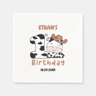 Holy Cow Boy 1st Birthday Party Napkin