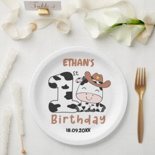 Holy Cow Boy 1st Birthday Party  Paper Plate