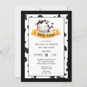 Holy Cow Boy Baby Shower Invitations