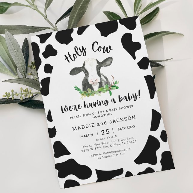 Holy Cow Boy Cow Theme Baby Shower Invitation (Creator Uploaded)
