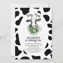 Holy Cow Boy Farm Birthday Invitation