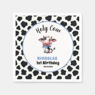 Holy Cow Boy First Birthday Farm Theme Napkin
