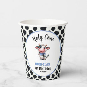 Holy Cow Boy First Birthday Farm Theme Paper Cups