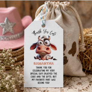 Holy Cow Caricatures I’m One Cowgirl 1st Birthday Gift Tags