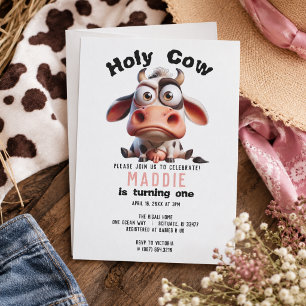 Holy Cow Caricatures I’m One Cowgirl 1st Birthday Invitation
