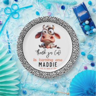 Holy Cow Caricatures I’m One Cowgirl 1st Birthday  Paper Plate