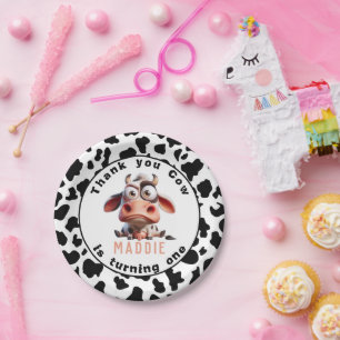 Holy Cow Caricatures I’m One Cowgirl 1st Birthday Paper Plate