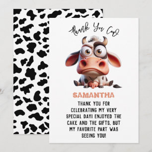Holy Cow Caricatures I’m One Cowgirl 1st Birthday  Thank You Card