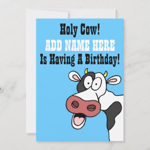 Holy Cow Cartoon Brithday Invite