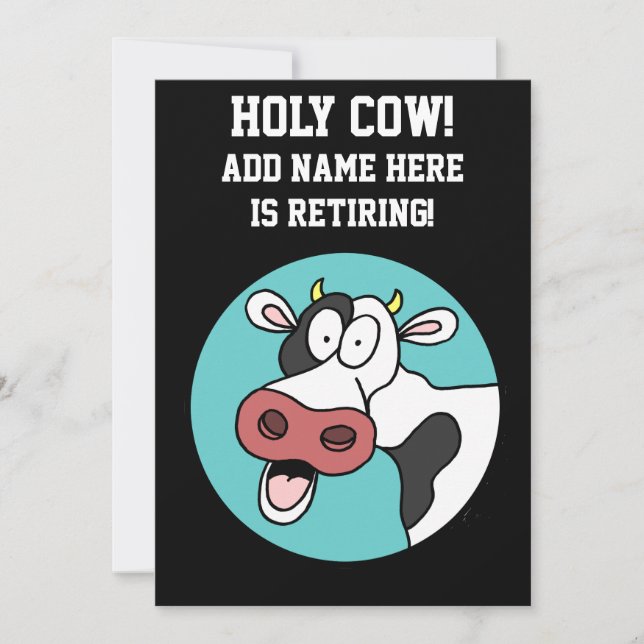 Holy Cow Cartoon Retirement Party Invitation (Front)