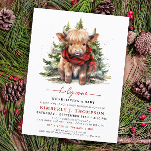 Holy Cow Cosy Highland Calf Winter Baby Shower  Postcard
