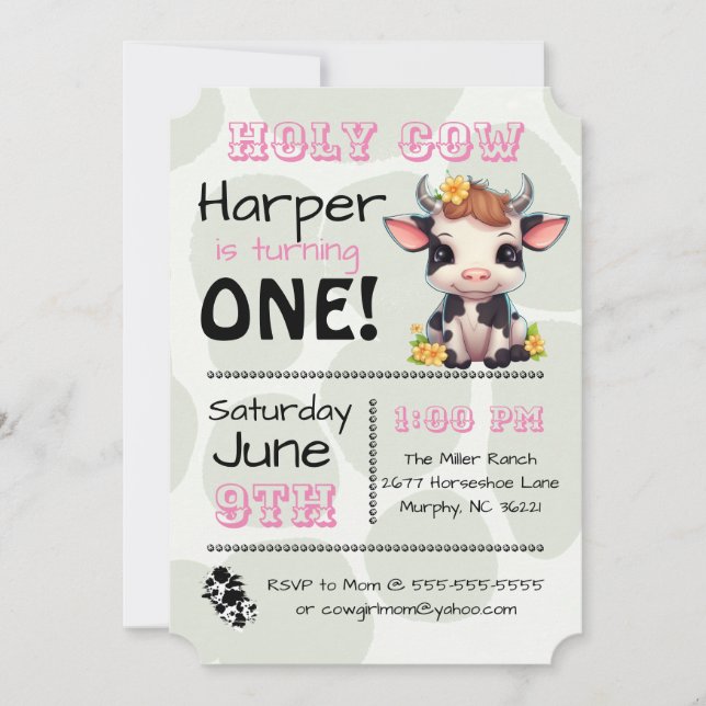 Holy Cow Country Birthday Party Invitation (Front)