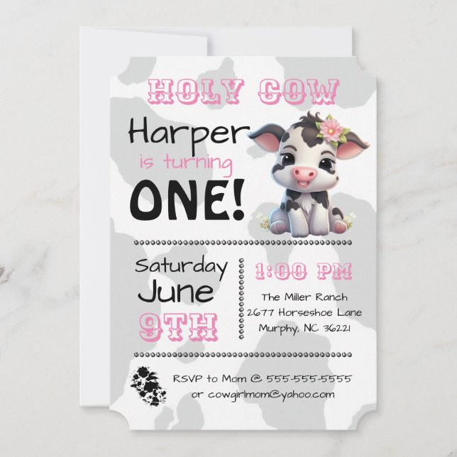 Holy Cow Country Birthday Party Invitation (Front)
