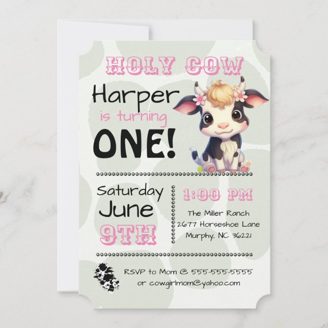 Holy Cow Country Birthday Party Invitation (Front)
