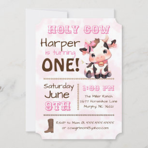 Holy Cow Country Birthday Party Invitation